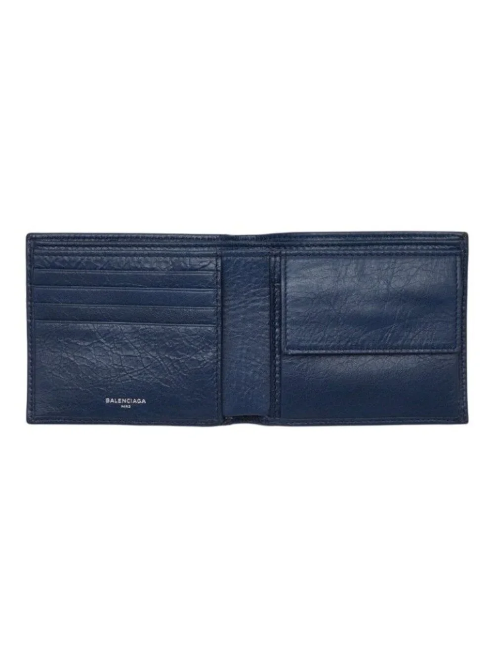 Balenciaga Square Coin Wallet Bifold Compact Navy Leather